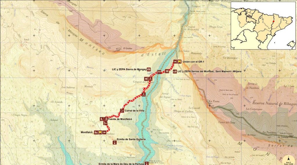 Mapa congost Mont Rebei